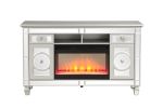 Symphony TV Stand With Electric Fireplace in Silver