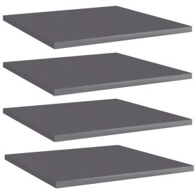 Bookshelf Boards 4 pcs High Gloss Gray 15.7"x15.7"x0.6" Engineered Wood