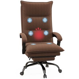 Executive Massage Office Chair with 6 Vibration Points, Microfiber Computer Desk Chair, Heated Reclining Chair with Footrest, Armrest, Double Padding,