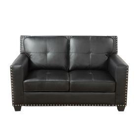 Black Faux Living Room Sofa Set