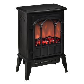 22" Electric Fireplace Stove, Freestanding Fire Place Heater with Realistic Logs and LED Flame, Adjustable Temperature, Overheat Protection, 750W/1500