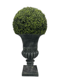 32" Ball Topiary in Grey Pedestal Pot, Artificial Faux Plant for indoor and outdoor