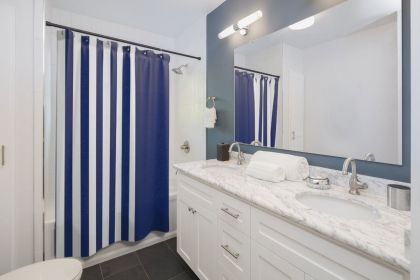 Fabric Shower Curtain, Blue And White Striped Print - Sc45372