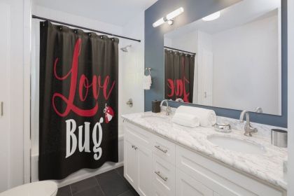 Fabric Shower Curtain, Love Bug Print - Sc19386