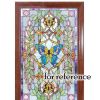 Butterfly European Style Decorative Privacy Window Film Stained Static Window Decal No Glue Church Window Films,15x47 inch