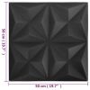 3D Wall Panels 12 pcs 19.7"x19.7" Origami Black 32.3 ft¬≤