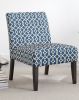 Modern Style 3pc Set Living Room Furniture 1 Side Table and 2 Chairs Blue Fabric Upholstery Wooden Legs