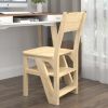 Solid Wood Step Folding Ladder Chair,Multifunction Wood Folding Stool for Home Kitchen Library Ladder Chair,Wood Finish