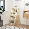 Solid Wood Step Folding Ladder Chair,Multifunction Wood Folding Stool for Home Kitchen Library Ladder Chair,Wood Finish