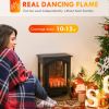 23" Electric Fireplace Heater, Fire Place Stove with Realistic LED Flames and Logs and Overheating Protection, 750W/1500W, Black