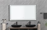 72*48 LED Lighted Bathroom Wall Mounted Mirror with High Lumen+Anti-Fog Separately Control