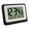 MainStays Black Atomic Digital Calendar Desk Alarm Clock with Temperature, W88631