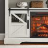 60 Inch Electric Fireplace Entertainment Center With Door Sensor-Jasmine white color