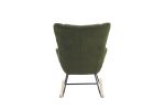 Rocking Chair Nursery, Solid Wood Legs Reading Chair with Teddy Fabric Upholstered , Nap Armchair for Living Rooms, Bedrooms, Offices, Best Gift,Green