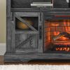 60 Inch Electric Fireplace Entertainment Center With Door Sensor-Dark Rustic Oak