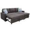 Dark Brown Flannelette 2-Piece Couch Living Room Sofabed