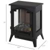 23" Electric Fireplace Heater, Fire Place Stove with Realistic LED Flames and Logs and Overheating Protection, 750W/1500W, Black