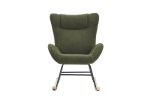 Rocking Chair Nursery, Solid Wood Legs Reading Chair with Teddy Fabric Upholstered , Nap Armchair for Living Rooms, Bedrooms, Offices, Best Gift,Green