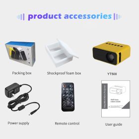 YT500 Home Mini Projector Mini Children's Home Portable Private Cinema HD LED Wired Wireless Phone Projection (Option: Yellow-EU plug)