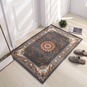 Thickened Absorbent Jacquard Carpet Dornier Woven Living Room Bathroom Rug Kitchen Non-slip Home Entry Floor Door Mat Red Brown (Color: Grey, size: 60CMx90CM)