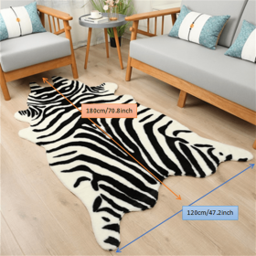 1pc Durable Faux Cowhide Rug - Washable, Low-Pile, Perfect for Bedroom and Living Room Decor - Western Style Animal Print Carpet for Home and Room Dec (Color: Black And White Zebra, size: 47.24*70.87inch)