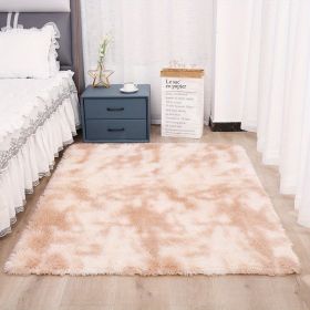 1pc, High Pile Tie-Dyed Shaggy Rug for Living Room and Bedroom - Fire Retardant, Machine Washable, Anti-Skid, Faux Fur, Plush Carpet - Perfect for Nur (Color: Tie-dye Beige, size: 62.99*78.74inch)