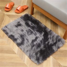 1pc, Plush Silk Fur Rug for Indoor Bedroom and Living Room - Soft and Luxurious Floor Mat (Color: Tie-dye Dark Gray, size: 23.62*35.43inch)