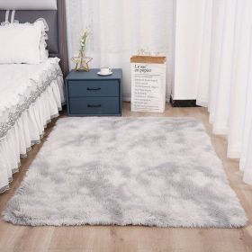 1pc, High Pile Tie-Dyed Shaggy Rug for Living Room and Bedroom - Fire Retardant, Machine Washable, Anti-Skid, Faux Fur, Plush Carpet - Perfect for Nur (Color: Tie-dye Grey, size: 31.5*62.99inch)