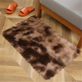 1pc, Plush Silk Fur Rug for Indoor Bedroom and Living Room - Soft and Luxurious Floor Mat (Color: Tie-dye Brown, size: 15.75*23.62inch)