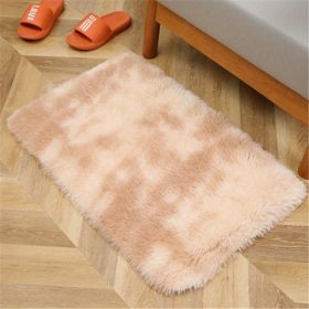 1pc, Plush Silk Fur Rug for Indoor Bedroom and Living Room - Soft and Luxurious Floor Mat (Color: Tie-dye Beige, size: 23.62*35.43inch)