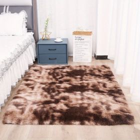 1pc, High Pile Tie-Dyed Shaggy Rug for Living Room and Bedroom - Fire Retardant, Machine Washable, Anti-Skid, Faux Fur, Plush Carpet - Perfect for Nur (Color: Tie-dye Brown, size: 31.5*62.99inch)