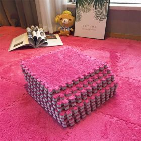 Living Room Carpet Tiles Interlocking Level Loop Square Carpet Tiles Area Rugs Play Mat (Color: Dark Pink, size: 30pcs)