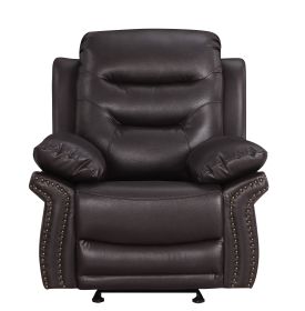 Global United Leather Air Upholstered Reclining Chair with Fiber Back (Color: as Pic)