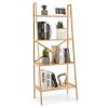 Living Room 4-Tier Bamboo Ladder Display Shelf Storage Rack Plant Flower Stand