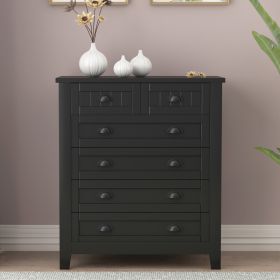 Drawer Dresser BAR CABINET side cabinet,buffet sideboard,buffet service counter, solid wood frame,plasticdoor panel,retro shell handle,applicable to d (Color: Black)