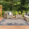 Home Decor Coastal Bordered Coral Reef Indoor/Outdoor Accent Rug