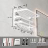 Towel Racks for Bathroom, 24-Inch Towel Shelf with Towel Bar Foldable Towel Holder with 7 Hooks Towel Storage Organizer for Bathroom & Lavatory Wall M