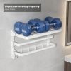 Towel Racks for Bathroom, 24-Inch Towel Shelf with Towel Bar Foldable Towel Holder with 7 Hooks Towel Storage Organizer for Bathroom & Lavatory Wall M