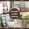 Living Room 4-Tier Bamboo Ladder Display Shelf Storage Rack Plant Flower Stand