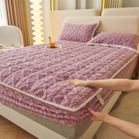 Winter Thicken Thermal Corn Velvet Milk Fiber Quilted Fitted Sheet Fully Surrounded Mattress Non-slip Mattress (Option: Taro Purple-200cmx 220cm)